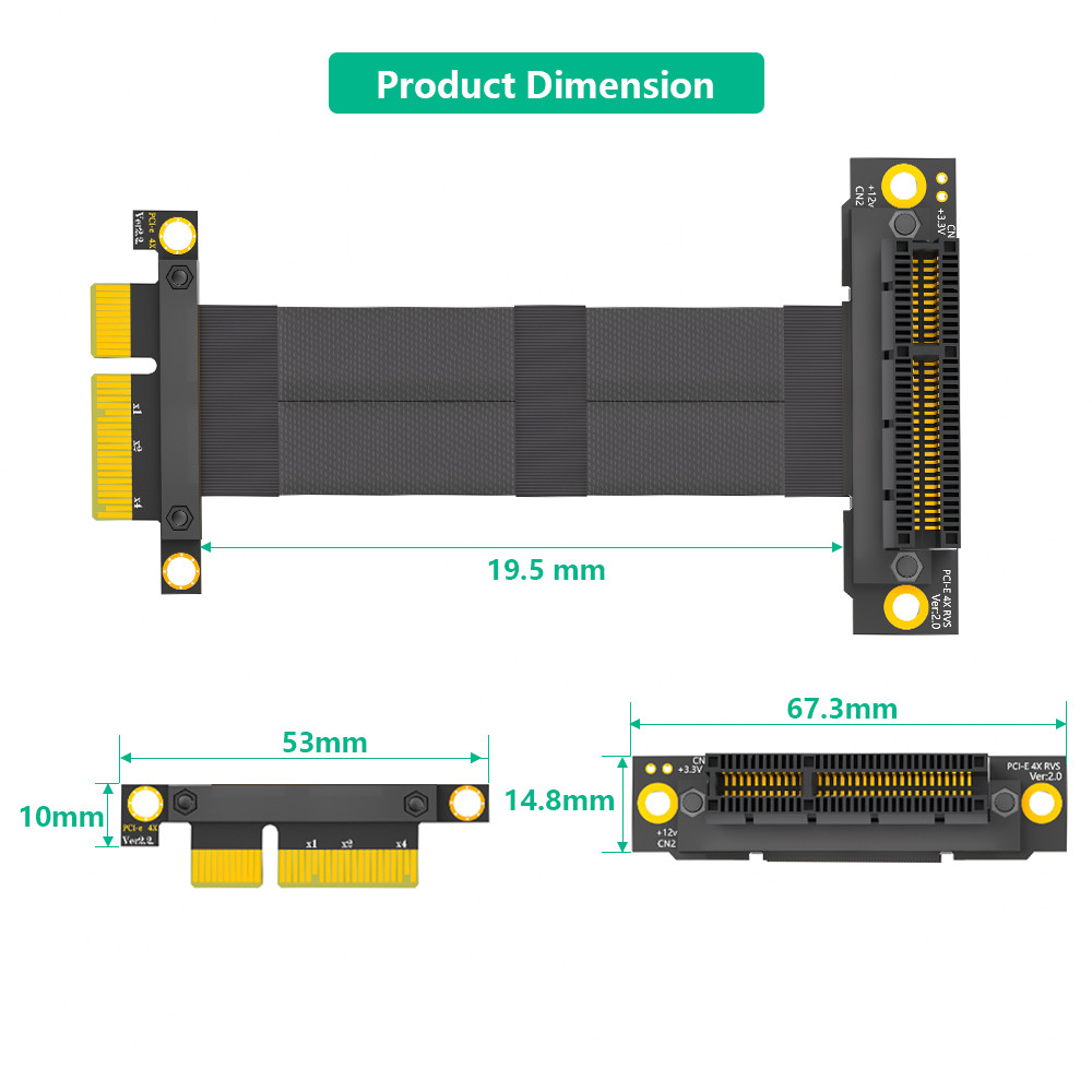 270° Reverse PCI-E Slot PCI-e 4X Extension Cable Boost Your Data Transfer Efficiency