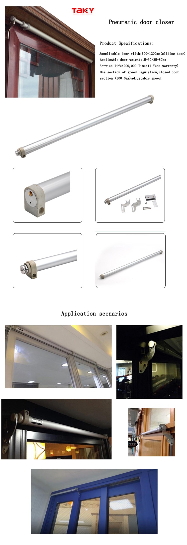 Modern Design Aluminium Alloy Slide Back Hotel Door Closer for High Traffic Areas
