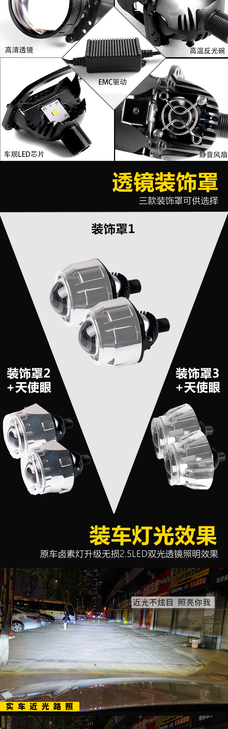 Etclite Bi-led Led Car Projector Lens Light Bulb Lamp Headlight Bulbs High Power Super Bright Bi Led Projector Lens With