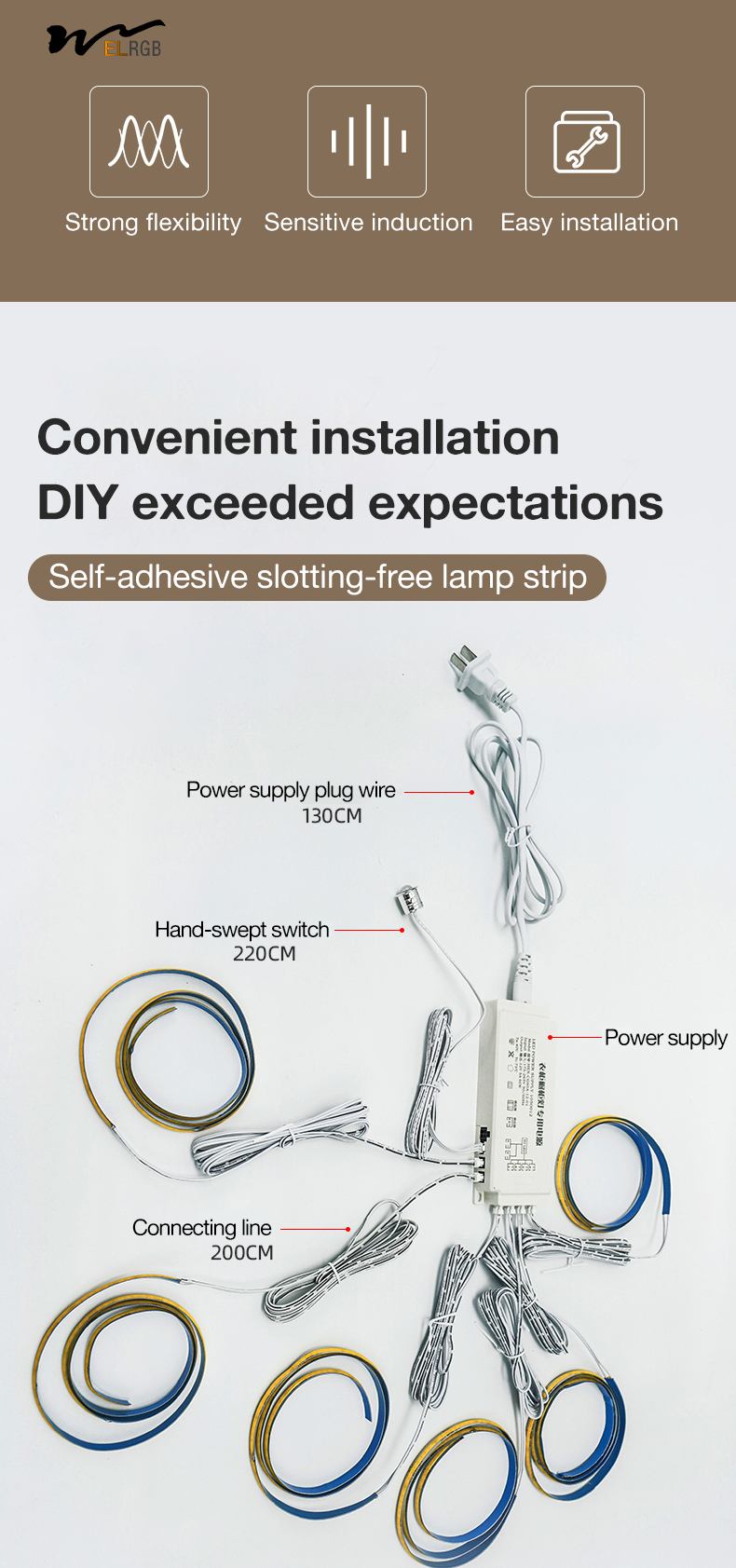Wardrobes Self Adhesive Led Strip 2700K Dimmable Rgb Led Strip Lights