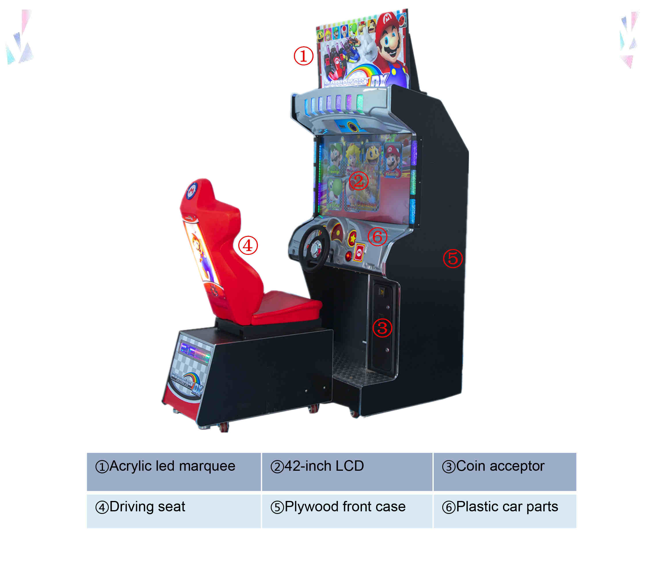 Classic Retro Arcade Car Racing Game Machine 42'' LCD Mario Kart DX Arcade Machine