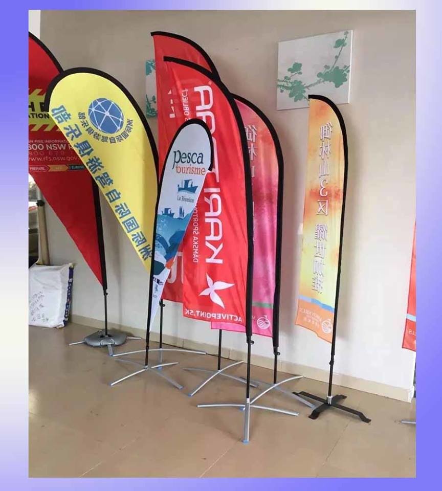 Fiberglass Poles Stainless Steel Base Flying Banner Teardrop/feather/square Beach Flag With Water Bag Cross Base Spike B
