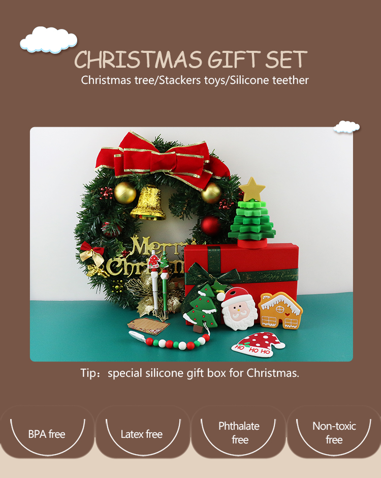 BPA Free Baby Silicone Toys , Christmas Tree Stacker For Kids Teether