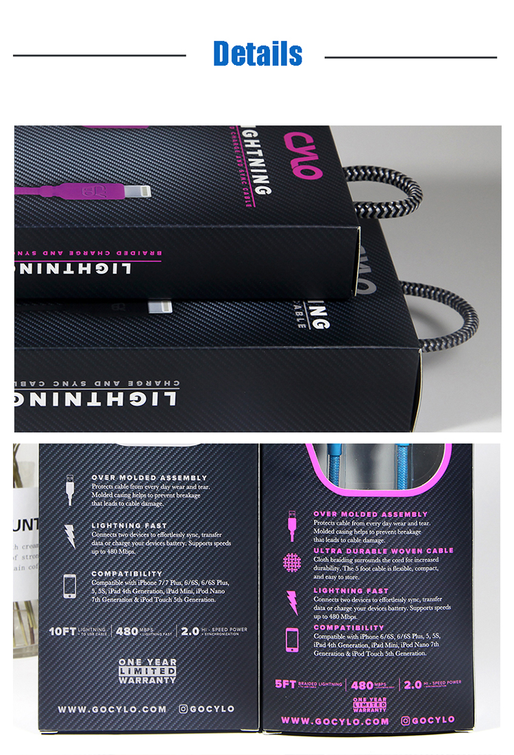 Pantone APET Mobile Accessories Packaging Data Cable Packing Box With Transparent Window