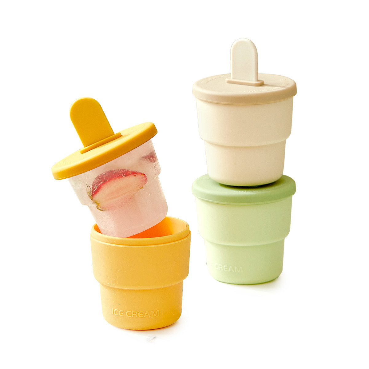 2 In1 Cup Shape Silicone Ice Cream Popsicle Molds Popsicle Stick Molds