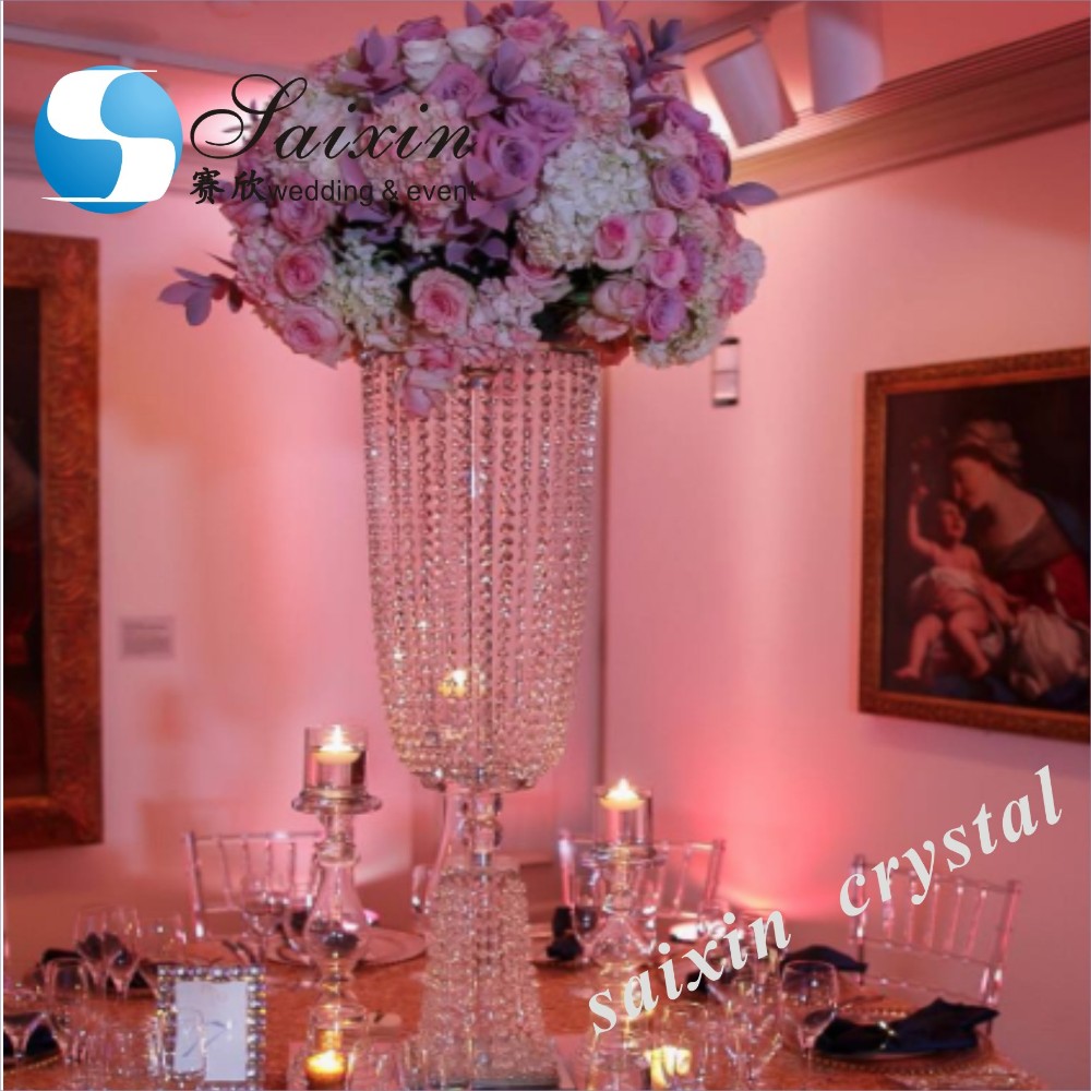 ZT-471 Saixin new wedding centerpieces Grey color crystal candlestick