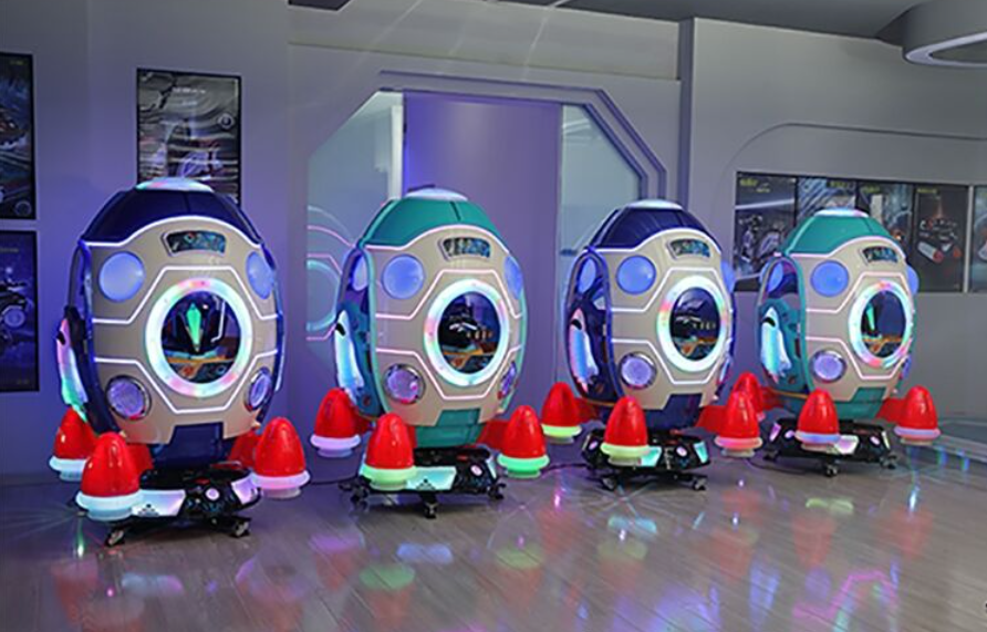 Dreamland New Coin Operated Children Rotating Kiddie Rides Happy Elevating Spacecraft Game Machine