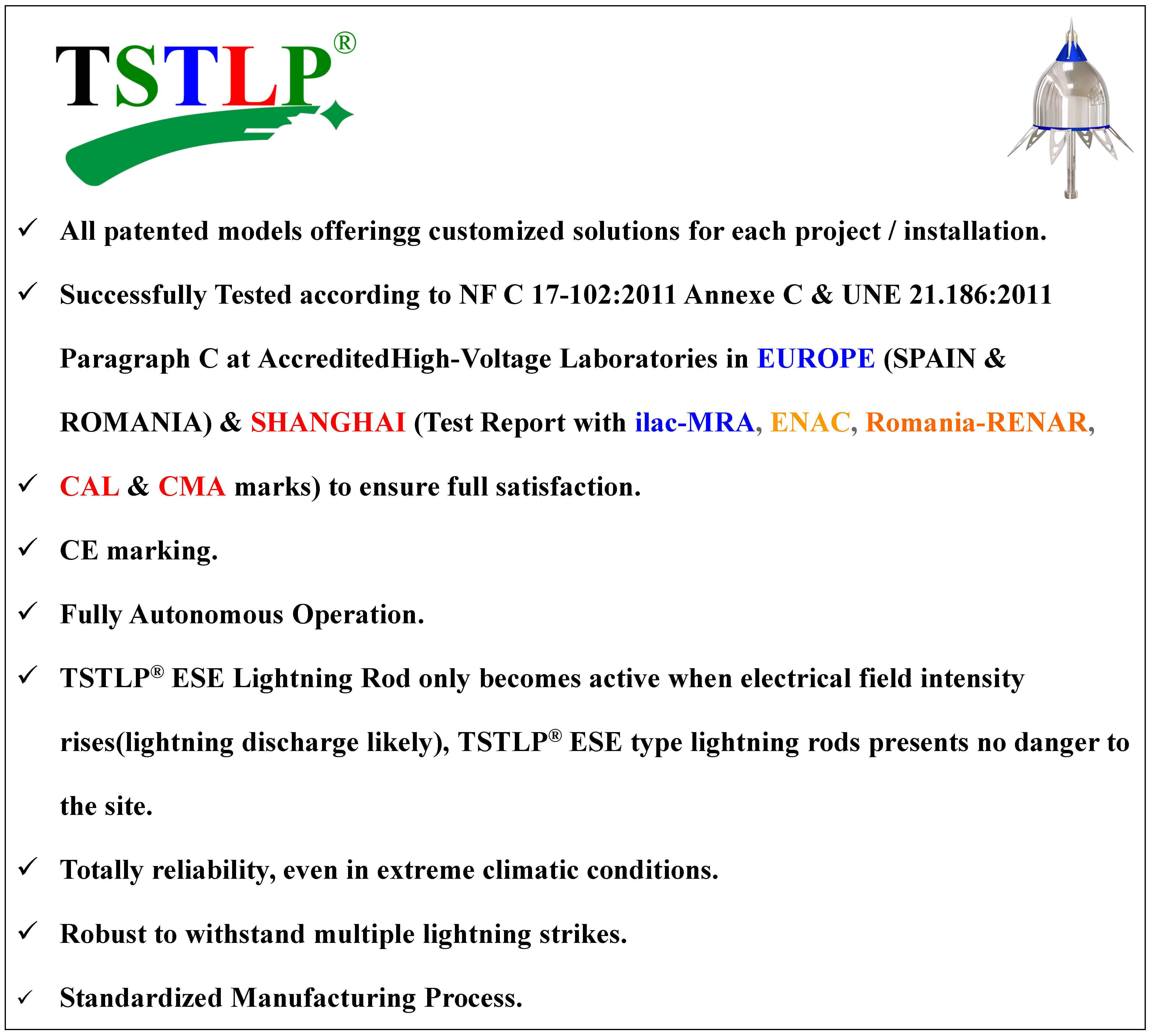 Fully Active ESE Lightning Protection System For Exterior Lightning Protection