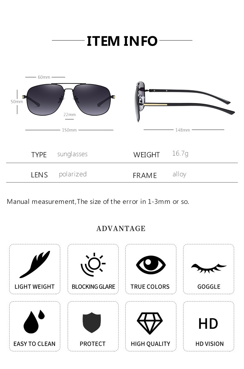 Unique Trending Uv400 Polarized Sunglasses BSCI Square Ocean Lens