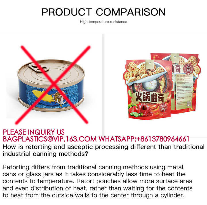 Ready To Ship Bagease High Temperature Vacuum Bags Retort Pouch Bag For Ready Health Food