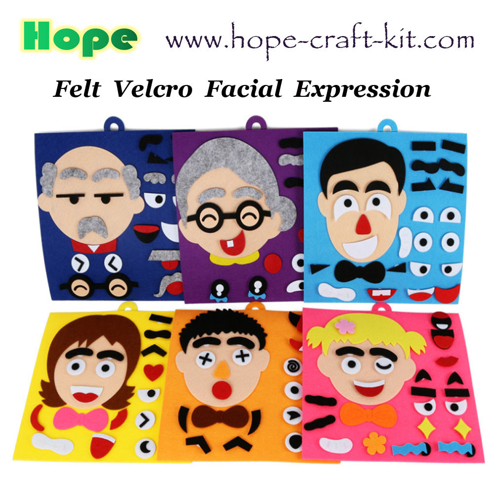 Felt Puzzle Toys Kids DIY Facial Expression Emotion Changing for Children Learning Education Velcro Sticks 30 X 30cm