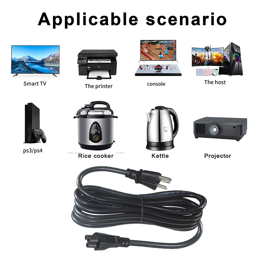 15 Ft 120 Volt Laptop Power Cord with Nema 515P to IEC 320 C5 Connector Certified