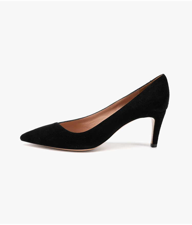 Thin Heels Pointed Toe Leather Shoes , 3 Inch Black Womens Slip On Dress Shoes