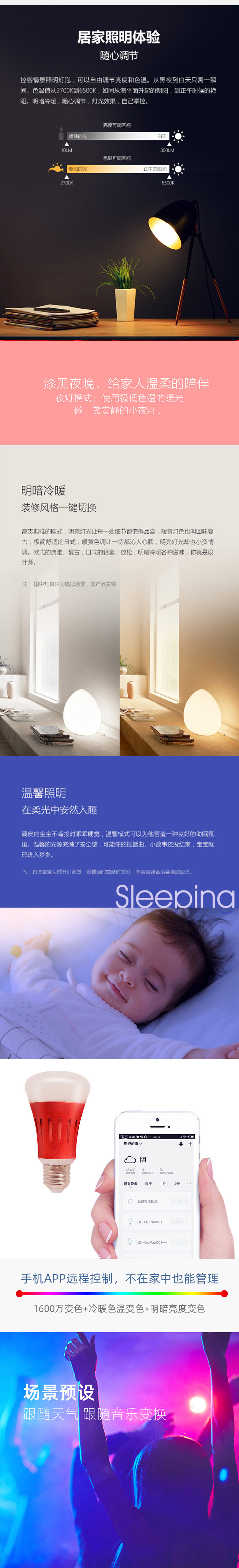 Smart wifi bulb light 7w(QC-014BB02)
