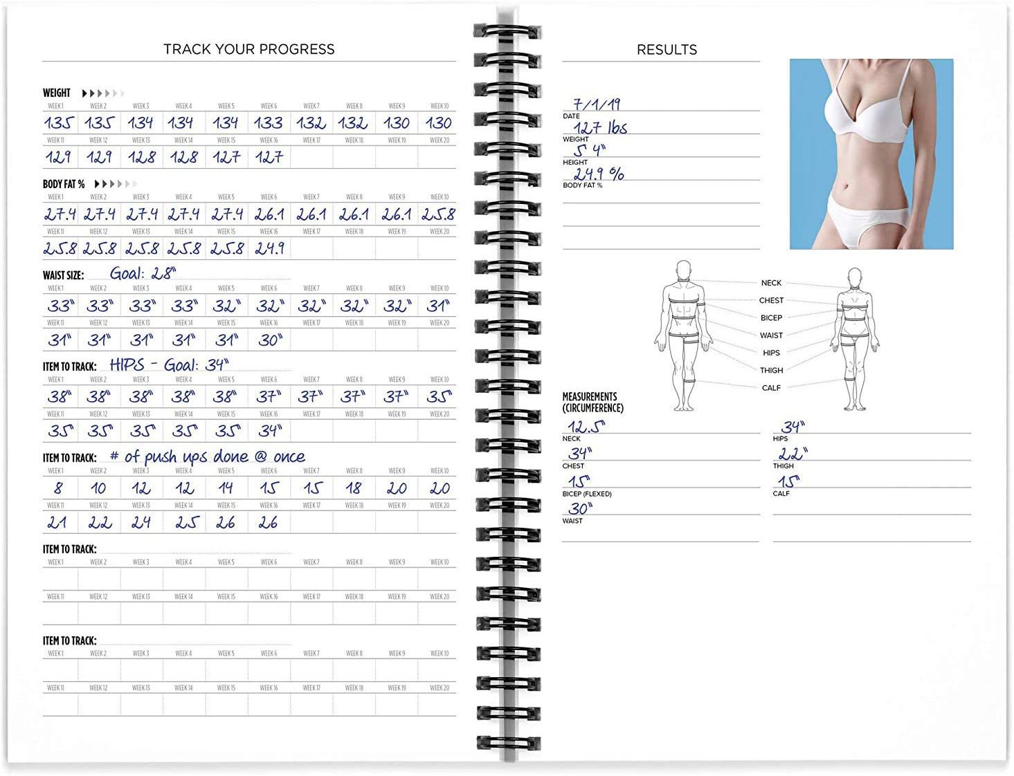 LOGO Customized Fitness Journal and Exercise Log Book for Daily Progress Tracking
