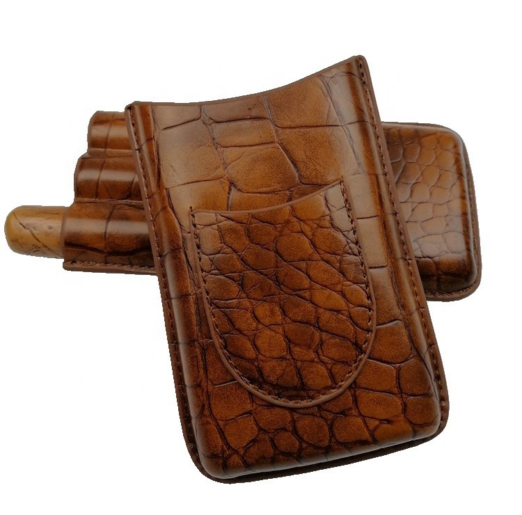 Hot Selling 3 Fingers Type Cigar Leather Case Holder For Sale