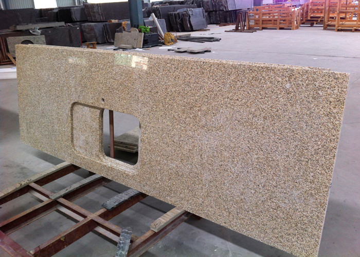 Thailand Gold Granite Island Top Rectangular Basin Hole For Commercial Projects