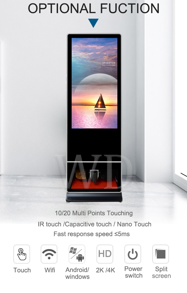 Android OS 55 Inch CMS Digital Information Screen With Shoe Polisher