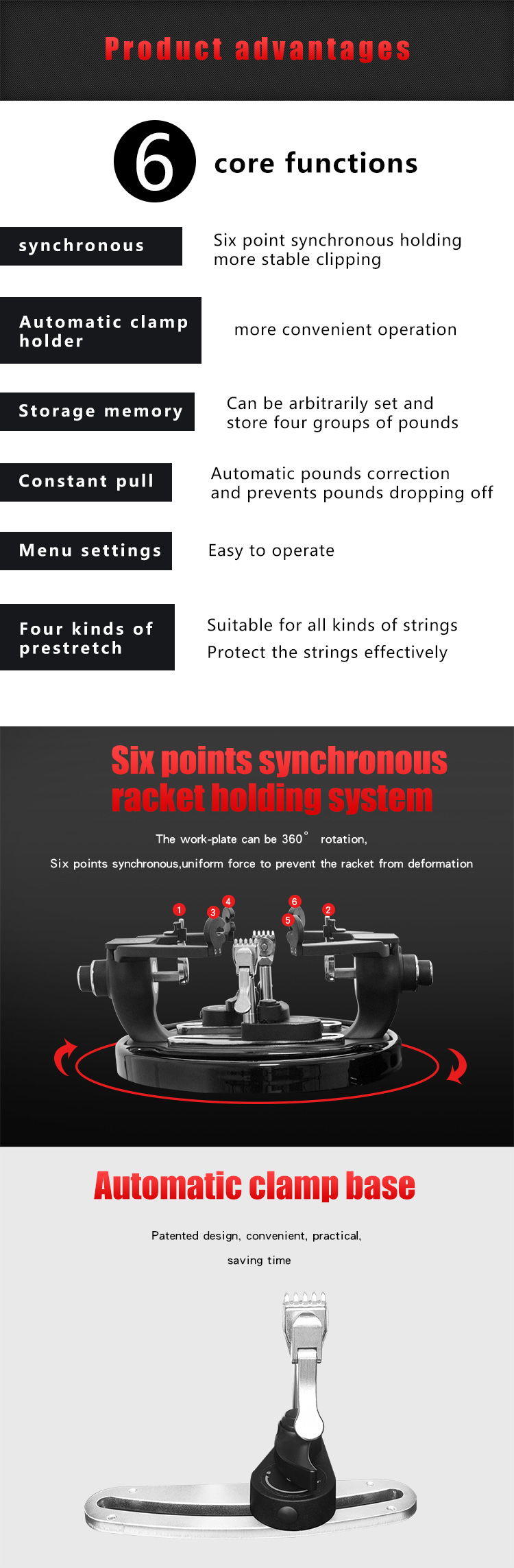 High Durability Badminton Racket Stringing Machine With Synchronizing Clip