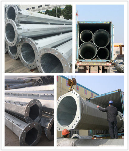 Steel Electrical Power Transmission Poles with Flange Connection for power transmission line
