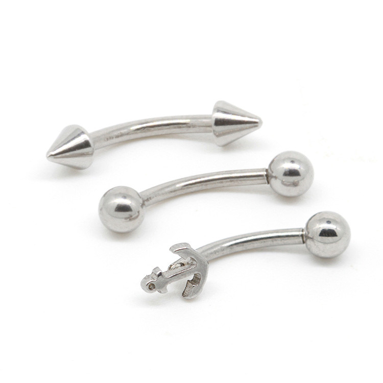 316 Stainless Steel Straight Barbell Eyebrow Piercing Curved Barbell 8mm 16G