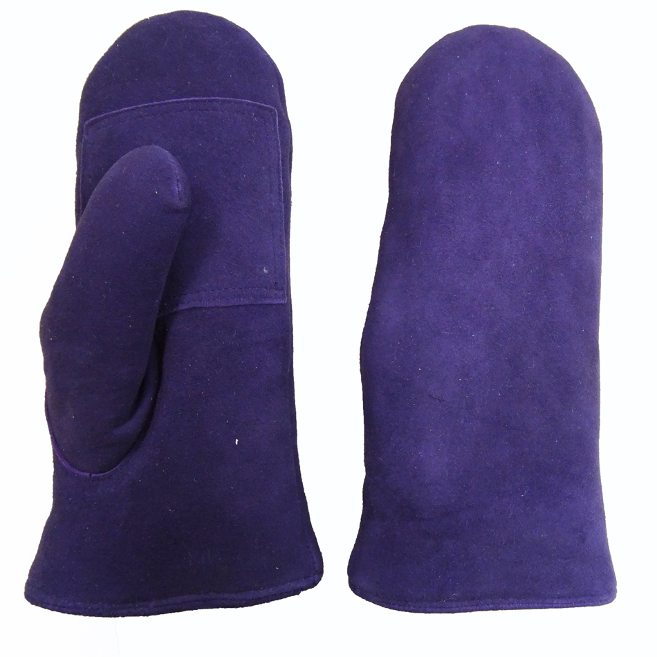 Sheepskin Leather Mitten Gloves , Winter Waterproof Leather Ski Gloves