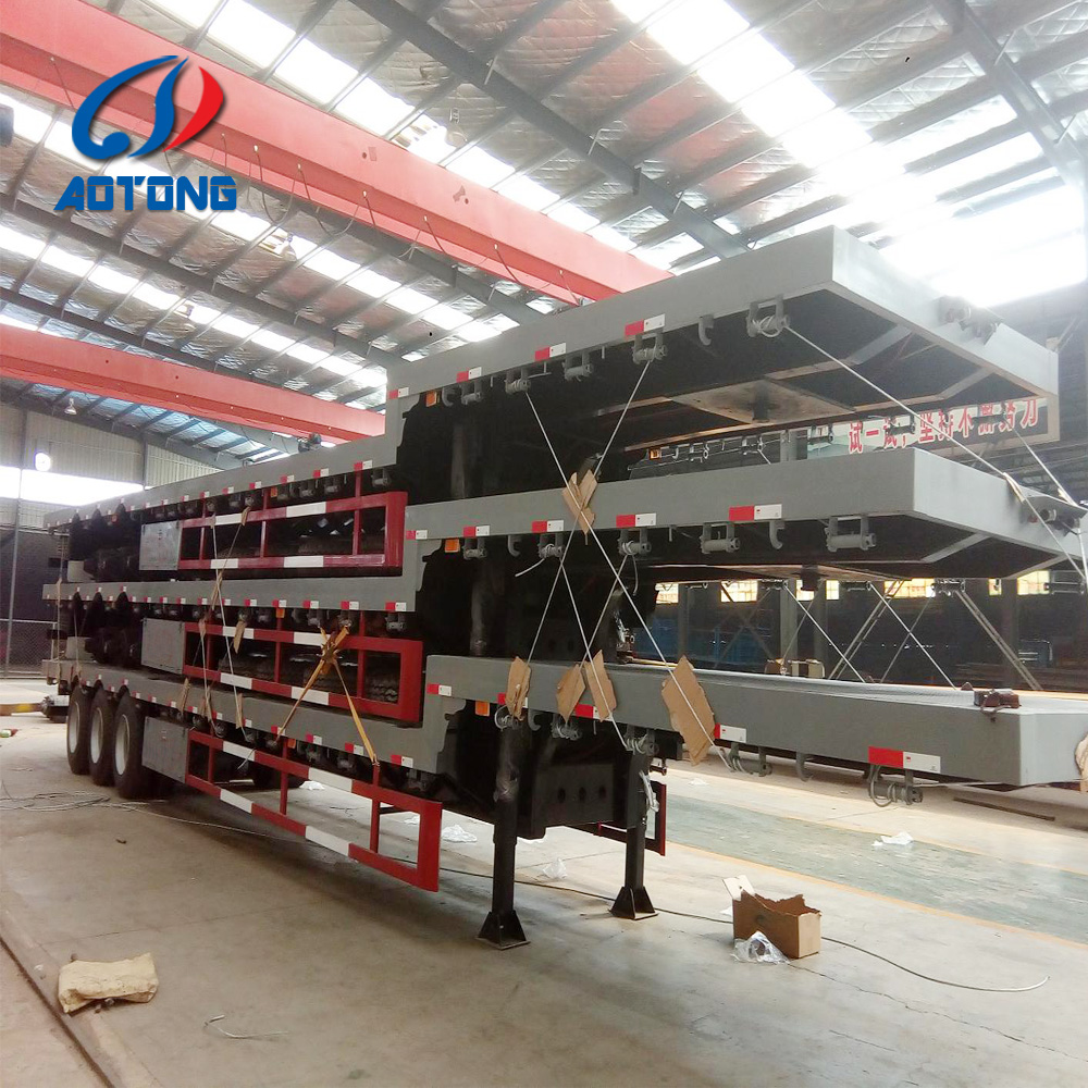 40ft Container Platform Flatbed Semi-Trailer with Front Wall in Heavy Duty Design