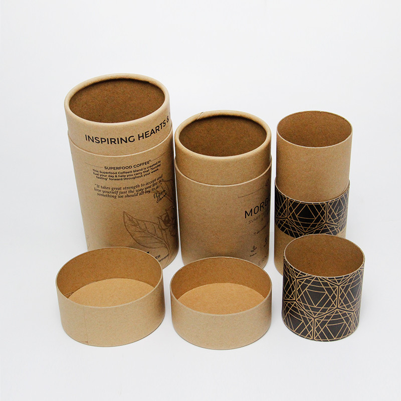 Custom Printed Cylinder Kraft Paper Tube Recyclable Tea Packaging Containers