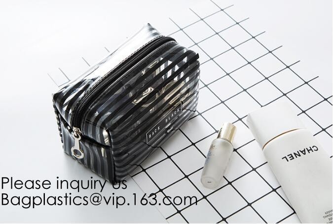 Clear Zipper Pouch with Strap Makeup Bag PVC Cosmetic Pouch,Printing Clear k Cosmetic PVC Pouch, bagease, bagplast
