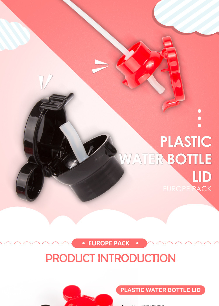 Wholesale mickey shape child resistance cap plastic water bottle caps with straw