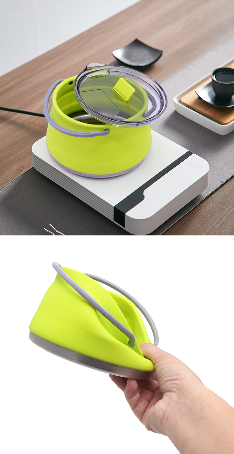 Portable Silicone Folding Cooking Pot 1.0L For Outdoor Camping
