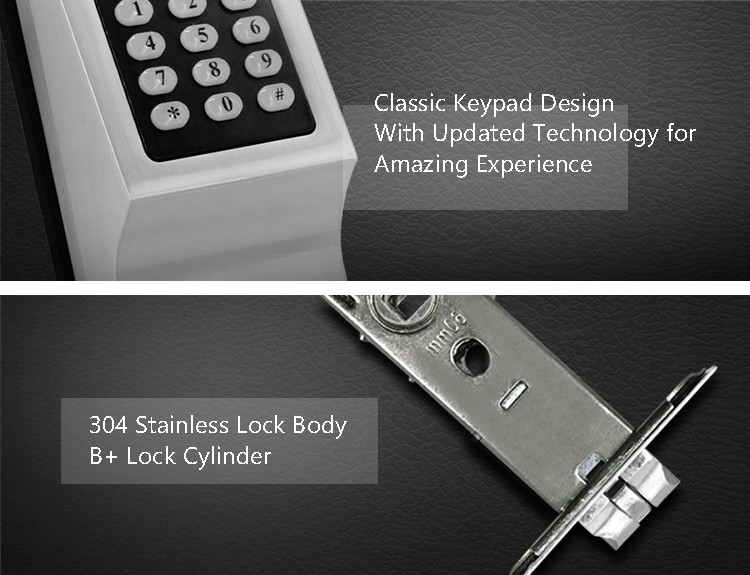 High Security Push Button Door Lock, Silver / Golden Electronic Key Entry System