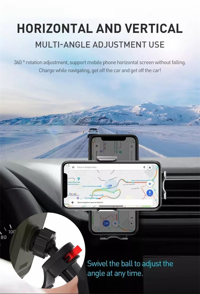 5W Qi Wireless Car Charger Holder Smart Coil Induction 6mm For Samsung S21 IPhone 12