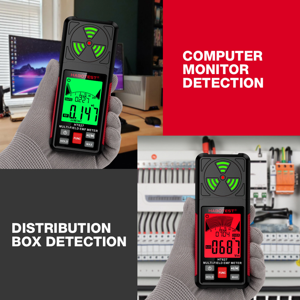 HT627 EMF Meter Professional Electromagnetic Field Radiation Detector Handheld Portable Radio Frequency Warn Meter