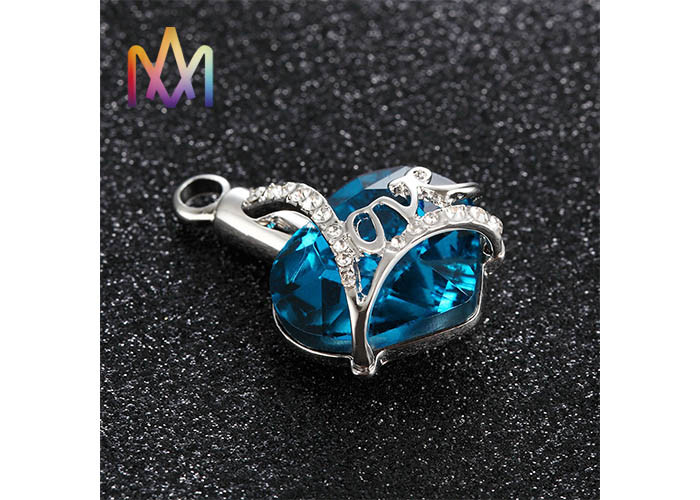 Multicolor Engraved Heart Cremation Necklace Charms