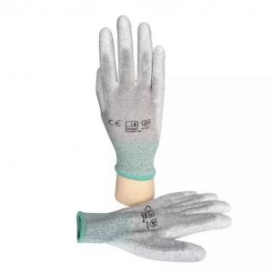 China Anti Static ESD Glove Lint Free ESD PU Coated Palm Fit Gloves Carbon Fiber Antistatic Safety Work Gloves on sale