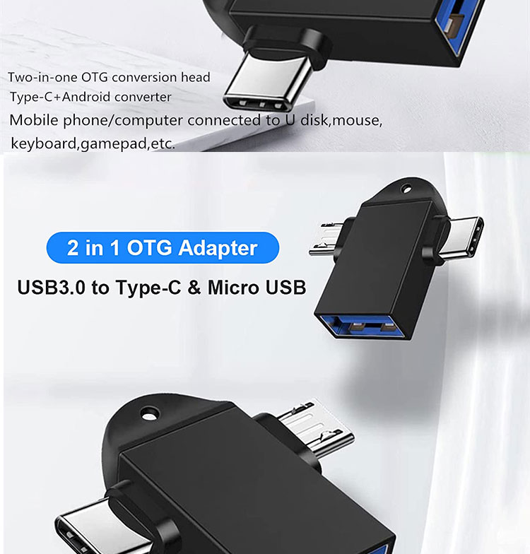 2 in 1 USB3.0 to Micro B Type C USB Converter OTG Adapter for Android Phone U Disk Mouse