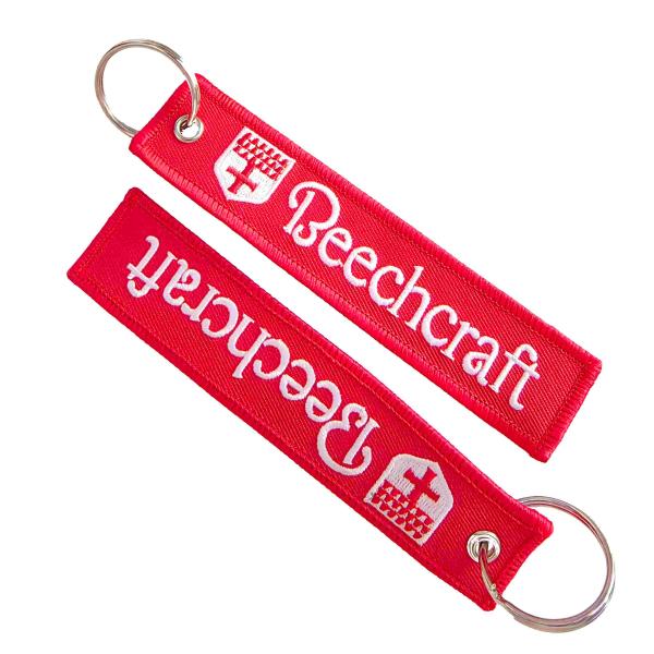 Custom Beechcraft Embroidered Keychain – Dual-Sided Logo, Aviation Branding & Bulk Gift Orders