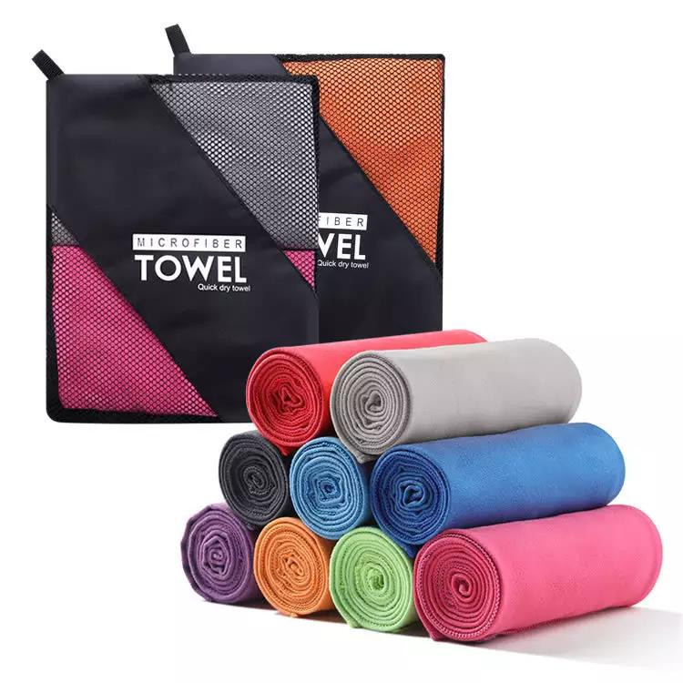 Polyester and polyamide Microfiber Sports Towel With Mesh Bag Custom Logo