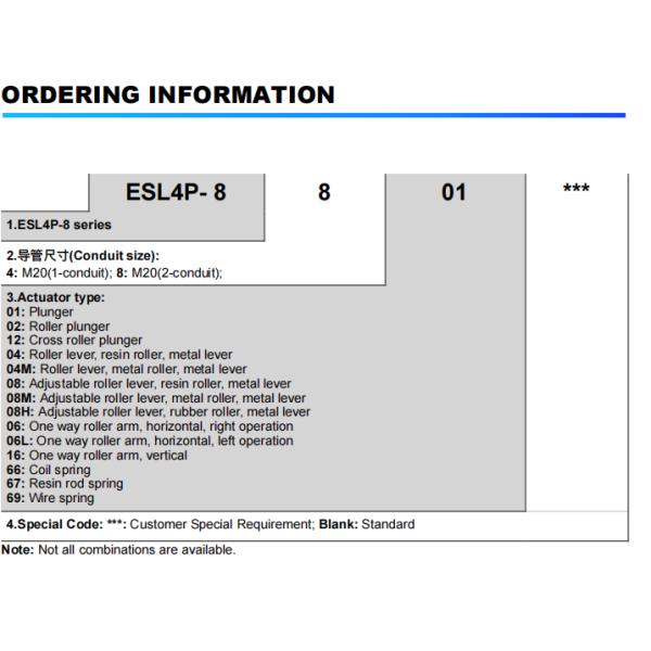 NNC miniature weight Limit Switch ESL4P series for electronics, machinery and light industry