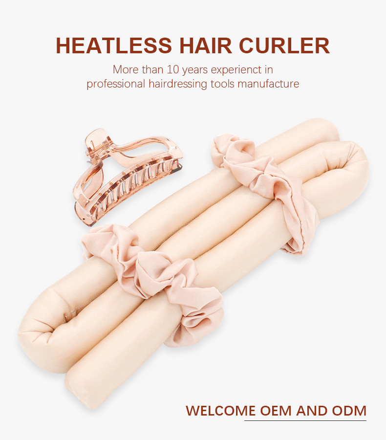 OEM Hair Curling Rod , Mulberry Silk Foam Heatless Curlers DIY Stying