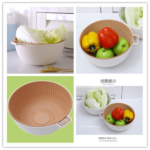 Drain Bowl Plastic Kitchen Sink Strainer Basket With Handle Base