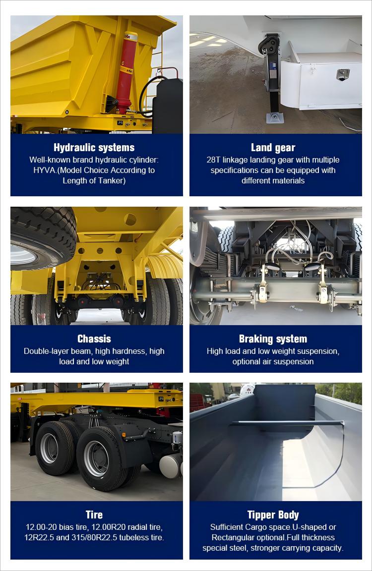 CIMC 4 axles 22/24/26/28/30 ft high strength and durable steel HYVA cylinder offer swift unloading end dump truck semi trailer