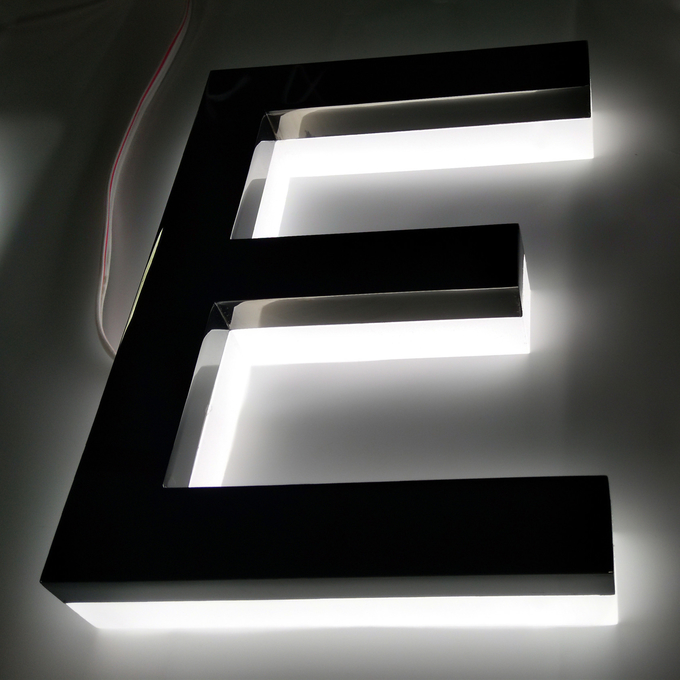 Wall Mounted 3D LED Backlit Signs , Stainless Steel Custom Laser Cut Letters