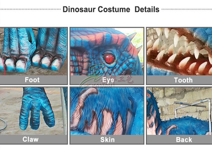 Handmade Colorized Lifelike Dinosaur Costume Water Repellent For Adults