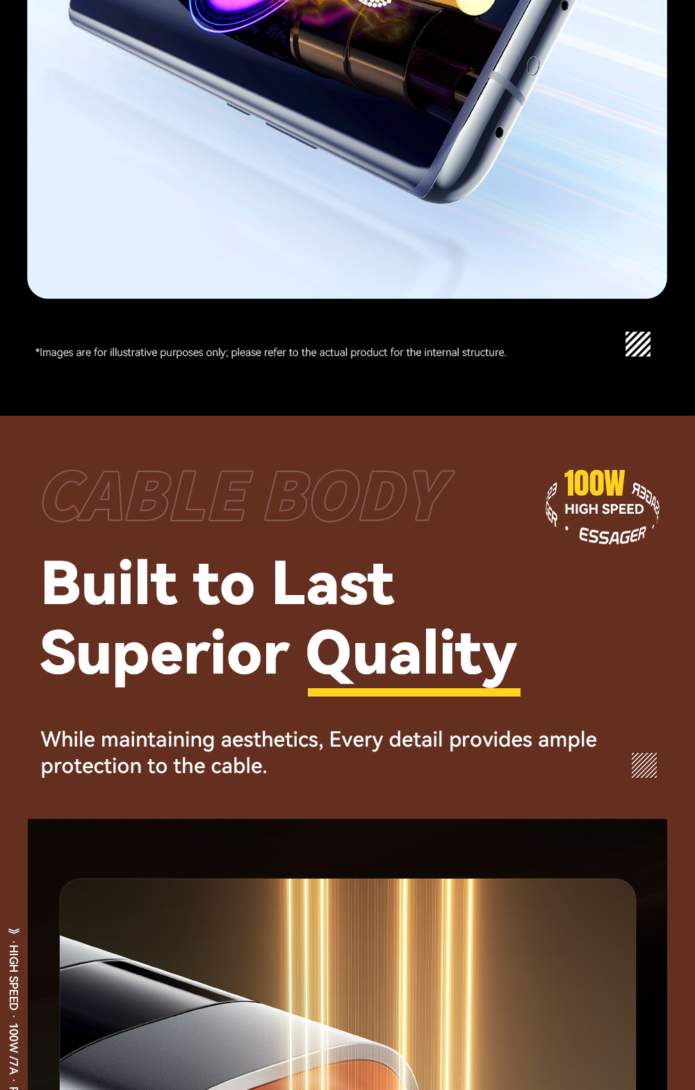 ESSAGER ES-X61 Series A-C 100W Max Best USB Cable C Charging Cord
