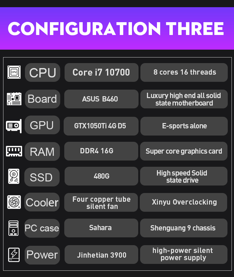 GTX 105O Ti 4G Gaming PC Computers CPU Core i7 10700 Slim Desktop PC