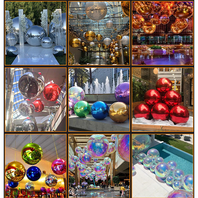 Party Inflatable Advertising Balloons Round Inflatable Mirror Balloon Silver