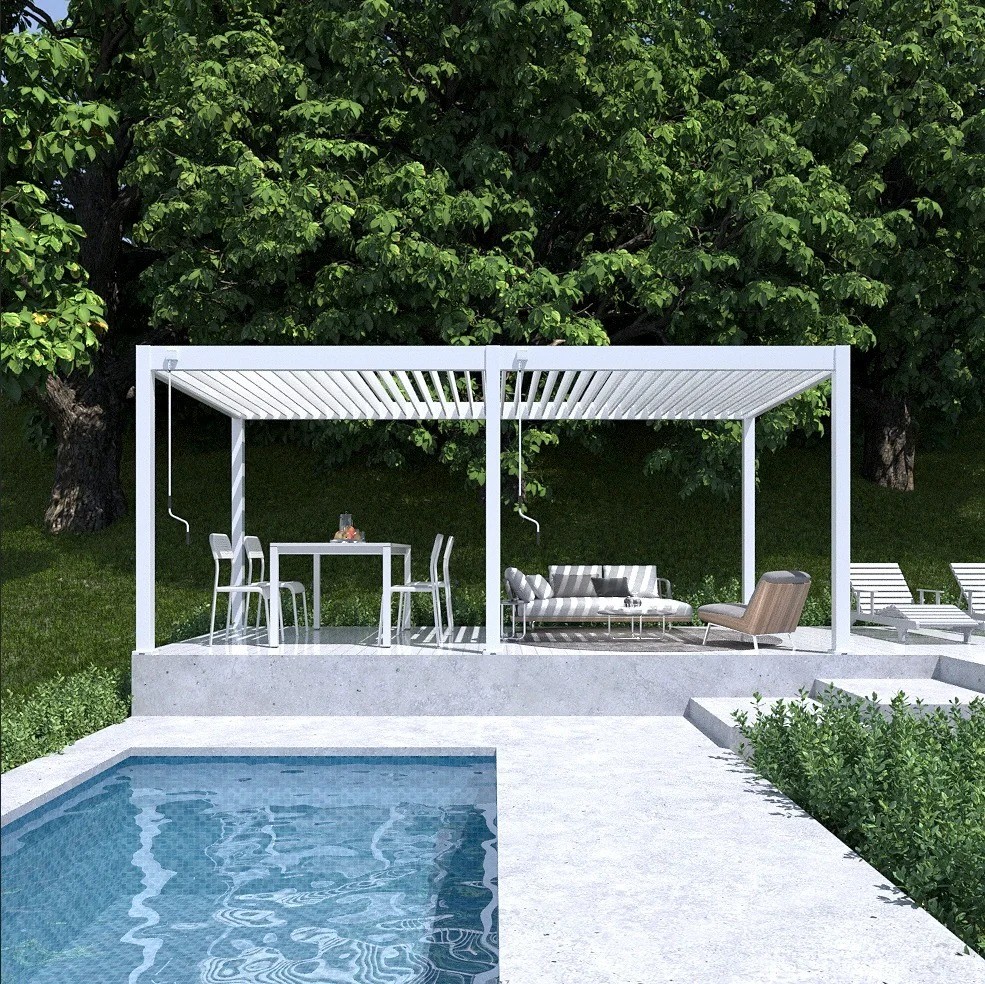 Outdoor Garden Leisure Sun Protection Aluminum Gazebo Aluminum Louvered Pergola