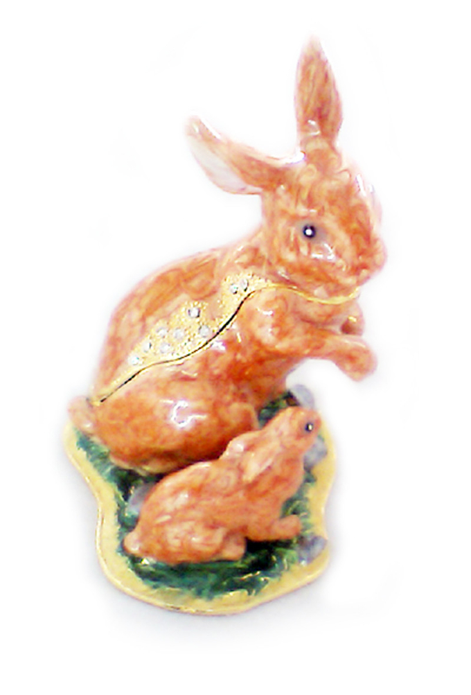 Rabbit Trinket Box Bunny Jewelry Boxes Cony Rabbit Enameled Trinket Box Organizers Animals Figures Gift Necklace Holder